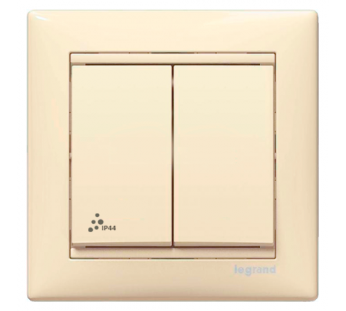 Переключатель 2-клавишный IP-44 Legrand Valena 774198, цвет слоновая кость