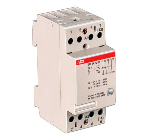 Контактор модульный — «Abb ESB24-22» 24 Ампера / 24V AC/DC — 2Н.О+2Н.З