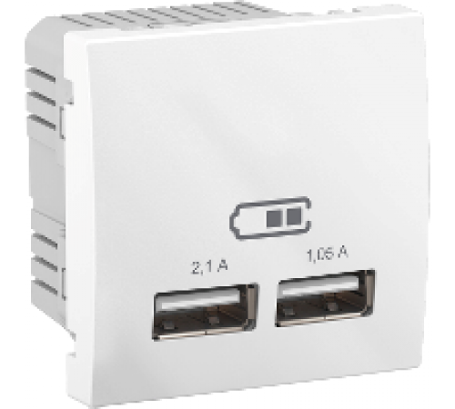 Розетка 2хUSB-вихід для заряджання 2-модуля. Unica білий MGU3.418.18