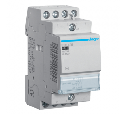 Контактор 25A, 4НО, 24V, Hager ESD425 Контактор 25A, 4НО, 24V, Hager ESD425