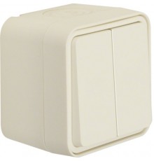 Вимикач 2-клавішний IP55, полярно-білий, 10АX/250В W.1