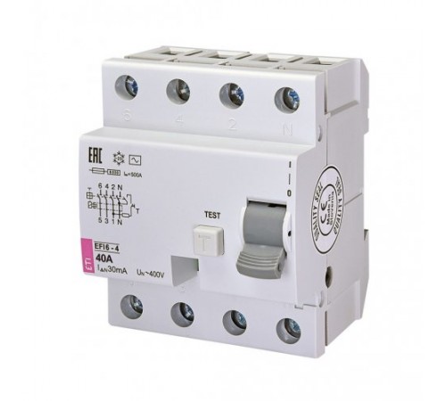 Реле диференціальне (ПЗВ) EFI6-4 25/0,03 тип AC (6kA) Реле диференціальне (ПЗВ) EFI6-4 25/0,03 тип AC (6kA)