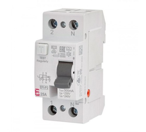 Диференціальне реле (RCD) 2p EFI-P2 25/0.3 NL тип A (10kA), ETI 2061431 (нейтральний полюс лівий) Диференціальне реле (RCD) 2p EFI-P2 25/0.3 NL тип A (10kA), ETI 2061431 (нейтральний полюс лівий)