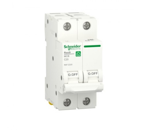 Автоматичний вимикач 2P, 20 A, C, 6kA Schneider Electric Resi9 Автоматичний вимикач 2P, 20 A, C, 6kA Schneider Electric Resi9